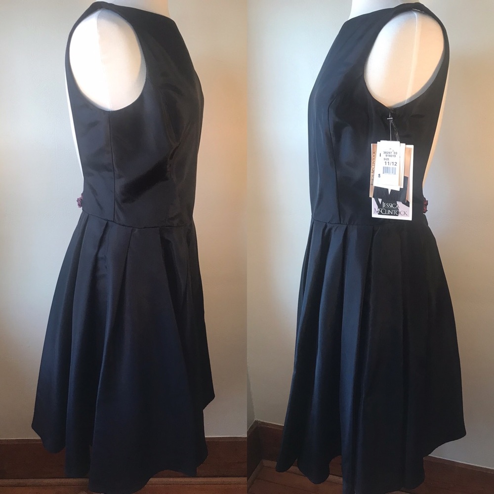 Vintage Gunne Sax Jessica McClintock Backless 80s Dress Goth Black NWT, Rosettes - Picture 2 of 16